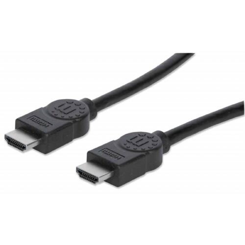 Manhattan HDMI priključni kabel HDMI-A utikač, HDMI-A utikač 1.00 m crna 323192 za&amp;scaron;tićen s folijom, pletena za&amp;scaron;tita, podržava HDMI, high speed HDMI sa eternetom HDMI kabel Slike