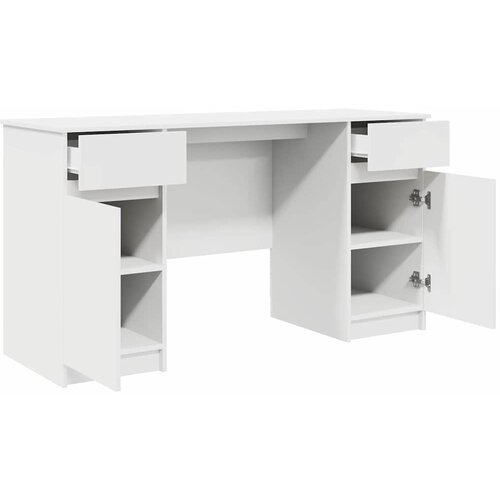  Stol s ladicama Bijelo 140 x 49 x 76 cm Konstruirano drvo Slike