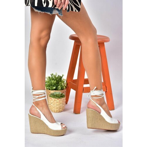 Fox Shoes P572180809 White Women's Wedge Heels with Lace-Up Shoes Cene