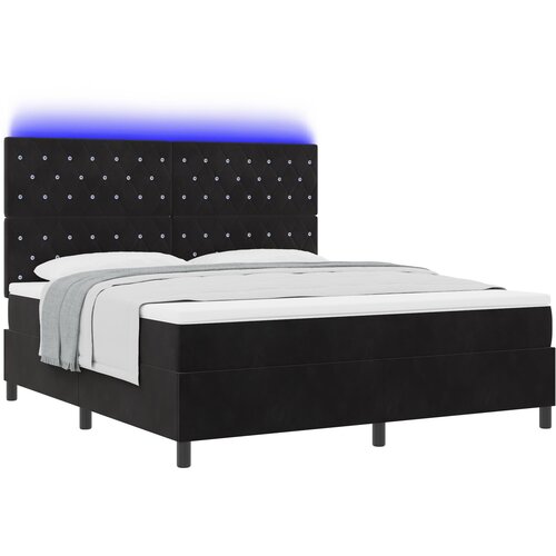 vidaXL Postelja s vzmetnico in LED črna 180x200 cm žamet, (22049941) Cene