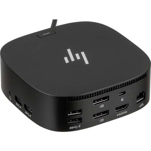 HP USB-C Dock G5, 1 USB Type-C (front); 1 USB 3.0 (side, charging SS); 3 USB 3.0 (back, charging); 2 DisplayPort; 1 HDMI 2.0; 1 headphone/microphone combo, Black 5TW10AA#3YW Cene