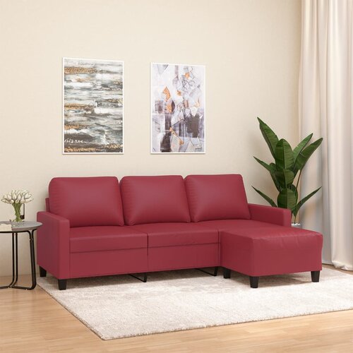  The Living Store Trosed s stolčkom za noge vinsko rdeč 180 cm umetno usnje - Trosed S Stolčkom Za Noge, (21457513) Cene