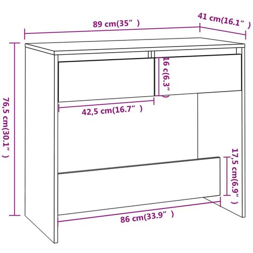 VidaXL Konzolni stol boja hrasta sonome 89 x 41 x 76,5 cm čelični Slike