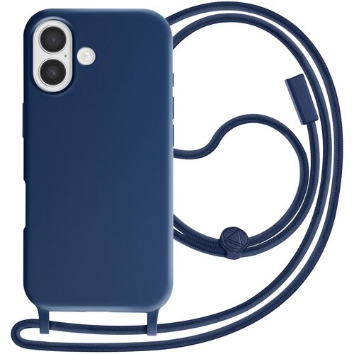 AVIZAR Ovitek za iPhone 17 silikonski Soft Touch z nastavljivo vrvico za okoli vratu, Modra, (5000189430) Cene