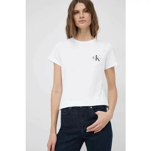 Calvin Klein Jeans Bombažna kratka majica 2-pack bela barva