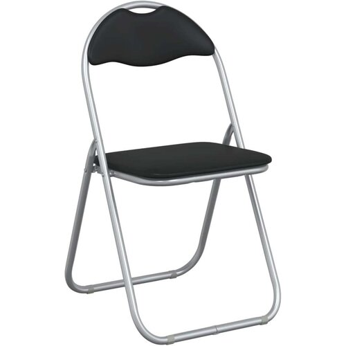  Sklopiva stolica 2 pcs Crna i Siva 48 x 43 5 x 81 cm Lažna koža - Crna i siva 2 Slike