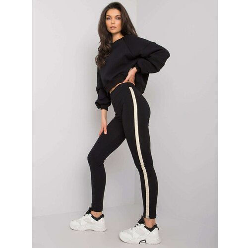 Fashion Hunters Black cotton leggings with stripes from Lea RUE PARIS Slike