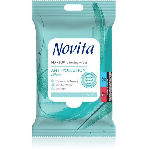 NOVITA Anti-Pollution maramice za skidanje šminke za osjetljivu kožu lica 15 kom Cijene