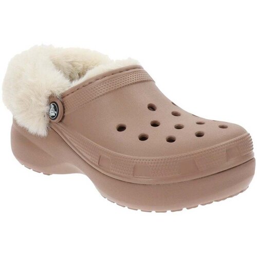 Crocs Cls Platfm Lined Fuzz Strap Cg Bež Slike