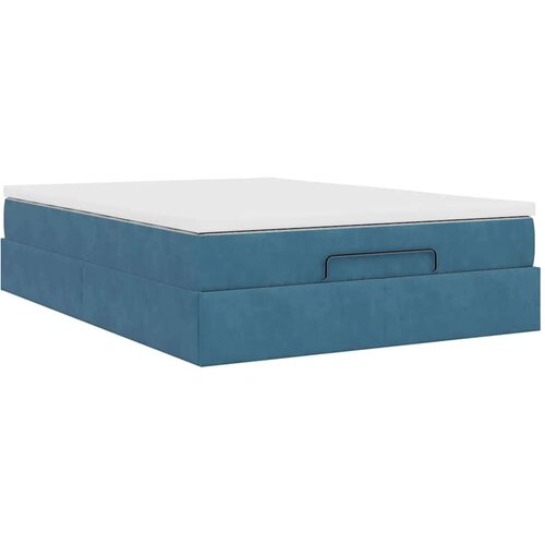 VidaXL otomanski krevet s madracem tamnoplavi 140x190 cm bar&amp;scaron;unasti Slike