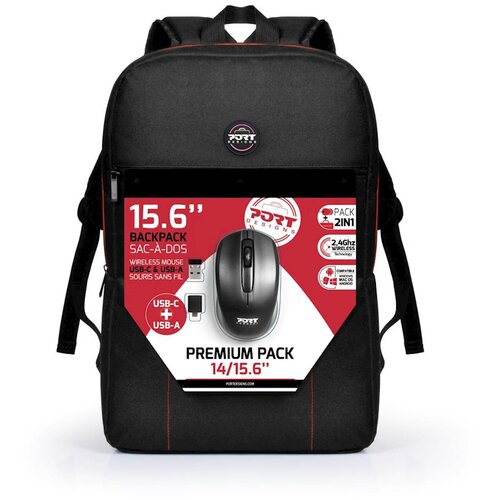 Port premium pack ruksak 15,6&amp;quot; + bežični mi&amp;scaron;, crna Slike