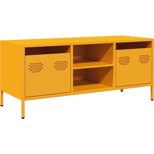 Maison Chic TV omarica - TV stojalo - Televizijska omarica gorčično rumena 101,5x39x43,5cm hladno valjano jeklo, (21699945) Slike