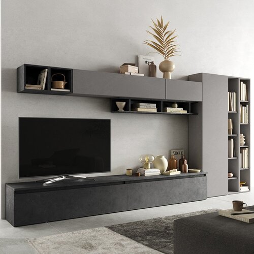 LC Mobili Moderna siva TV jedinica s policama, 387x186 cm - INFINITY 2.0 900043-ADPB Cijene