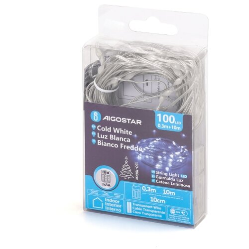 Aigostar LED božićni niz 100xLED/3xAA 10,3m hladno bela Slike