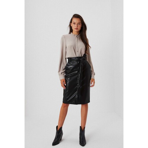 Marisse Faux Leather Pencil Skirt Z-Sc-3616 Black Slike