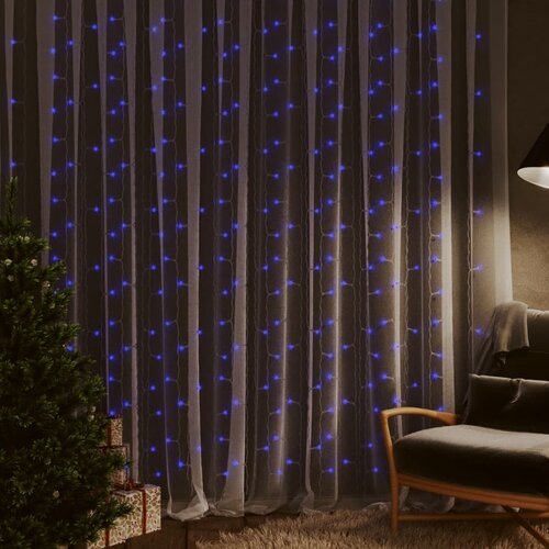 VidaXL LED svetlobna zavesa 3x3 m 300 LED lučk modra 8 funkcij Slike