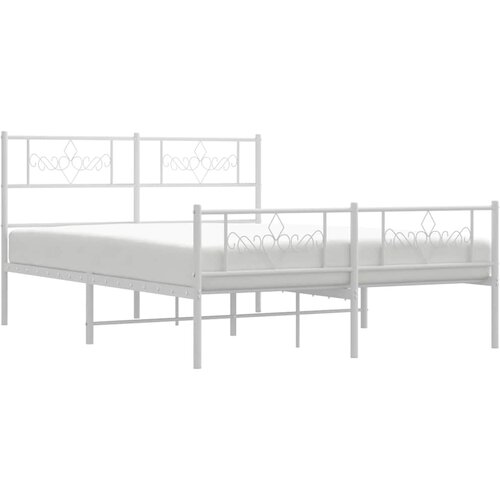  Metalni okvir kreveta uzglavlje i podnožje bijeli 135 x 190 cm Slike