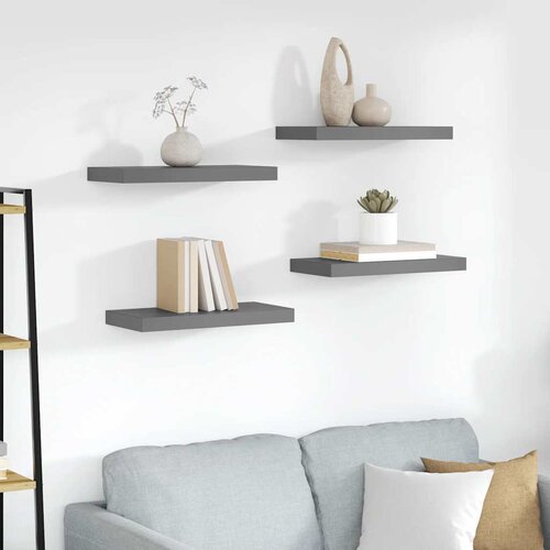  Plutajuće zidne police 4 kom sjajne sive 50 x 23 x 3,8 cm MDF Cijene
