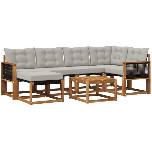 vidaXL Zunanja garnitura za sedenje 7 pcs Naravna in svetlo siva, (5000282413) Cene
