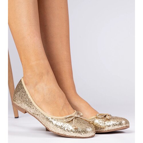 Gemre Golden women's glitter ballet flats with a bow Vellas Cijene