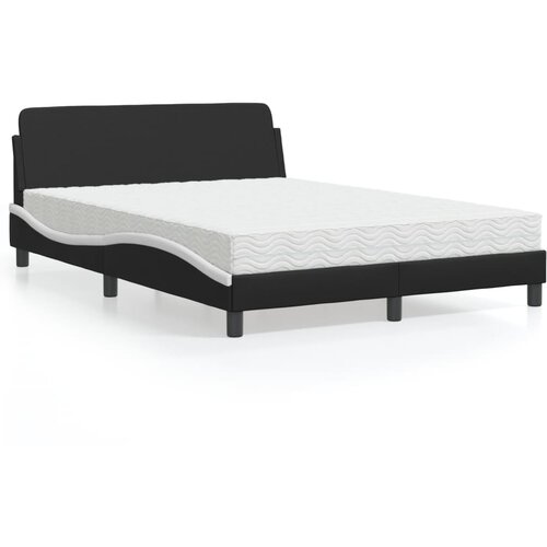  Krevet s madracem Dover crno-bijeli 140 x 190 cm od umjetne kože Cene