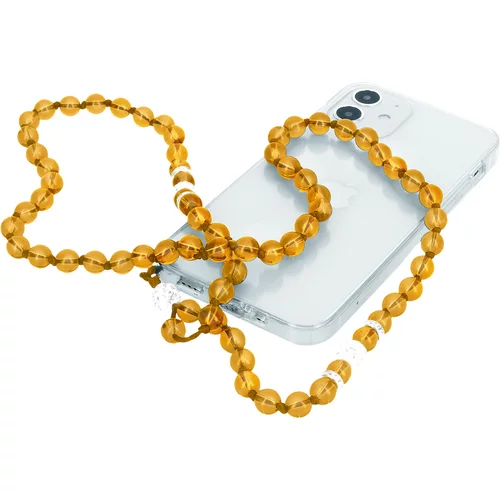 AVIZAR Dragulj za telefon 80 cm z okroglimi kroglicami, kolekcija Glam - prosojno rjava, (20763554)