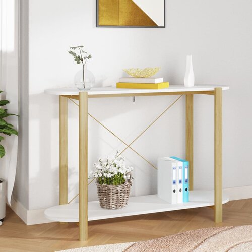 VidaXL Konzolna mizica bela 110x38x75 cm inženirski les Slike