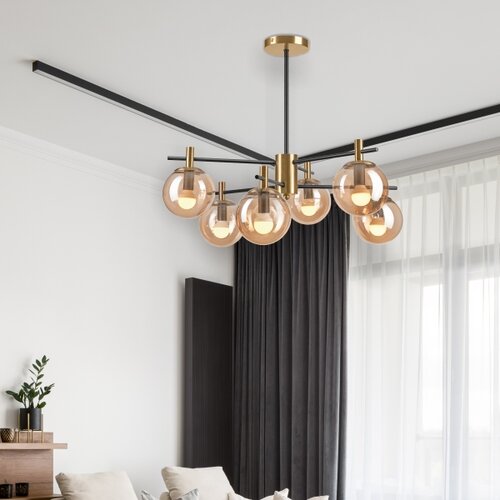  Luster na &amp;scaron;ipci LILOU 6xE14/5W/230V zlatna/crna/zadimljeno bež Slike