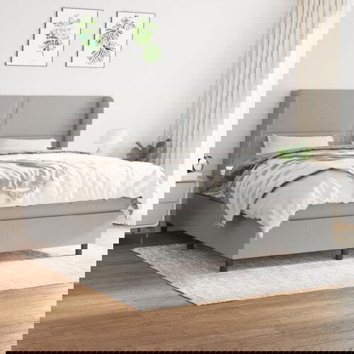 VidaXL Box spring postelja z vzmetnico svetlo siva 180x200 cm blago Slike