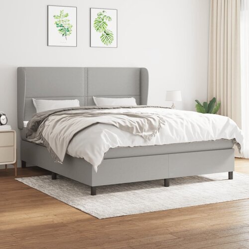 VidaXL Krevet s oprugama i madracem svjetlosivi 180x200 cm od tkanine Slike