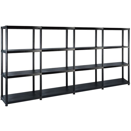 VidaXL Regal s policami 4-nadstropni črn 244x30,5x130 cm plastika Slike