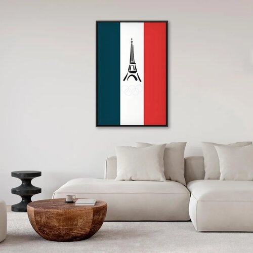  Slika - French Flag With Graphic Eiffel Tower 80x120 U crnom drvenom okviru Cene