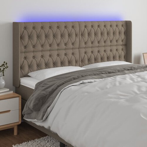  LED uzglavlje smeđesivo 203 x 16 x 118/128 cm od tkanine Cijene