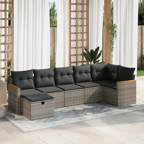 vidaXL 7-dijelni set vrtnih sofa sivi od poliratana Cijene