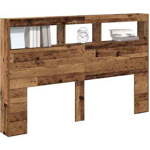  Ormarić za uzglavlje s LED svjetlima staro drvo 160x17x102 cm Slike