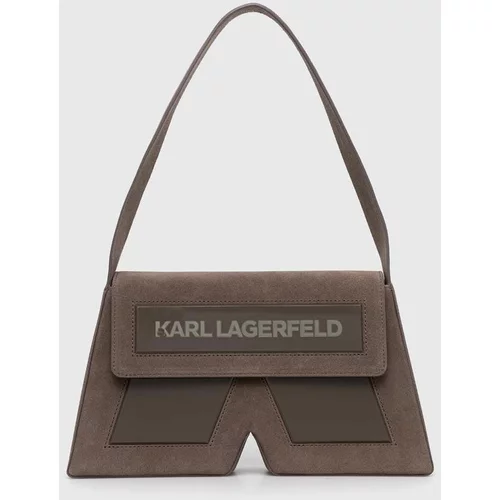 Karl Lagerfeld Torbica iz semiša rjava barva