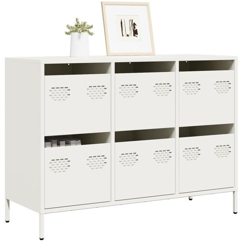 vidaXL Komoda bela 101,5x39x73,5 cm hladno valjano jeklo Cene