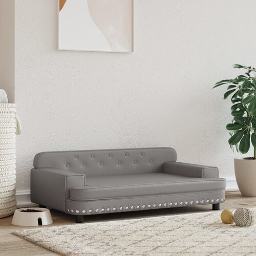 VidaXL Pasja postelja siva 90x53x30 cm umetno usnje Slike