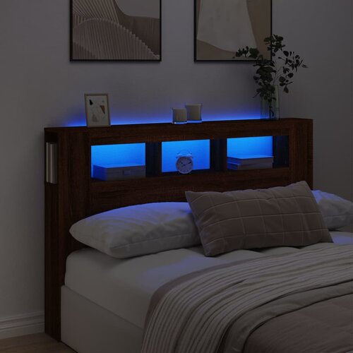vidaXL LED uzglavlje boja smeđeg hrasta 160 x 18 5 x 103 5 cm Cijene