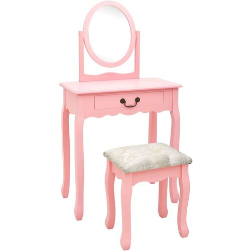 vidaXL Toaletni stolić sa stolcem rozi 65x36x128 cm paulovnija i MDF Cene