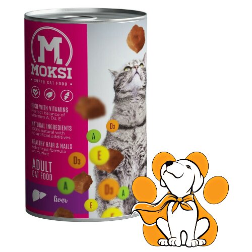 Moksi adult cat liver 415g, ukusna hrana za mačke na bazi jetre Slike