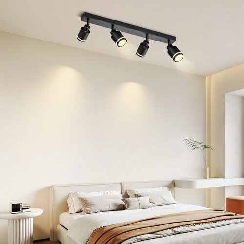 Nettlife Moderna črna stropna svetilka: 4 kovinski reflektorji GU10, nastavljivi, za spalnico, jedilnico, žarnice niso priložene, (22116966) Cene