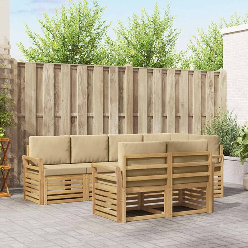  Set vanjskih sofa 7 pcs Bijela i bež 249 x 130,5 x 73 cm Slike