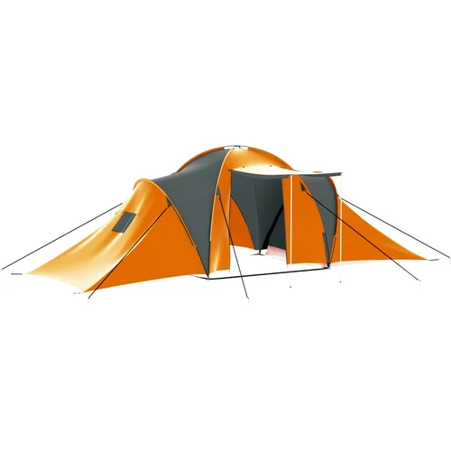 In Šator za kampiranje za 9 osoba sivo-narančasti od tkanine