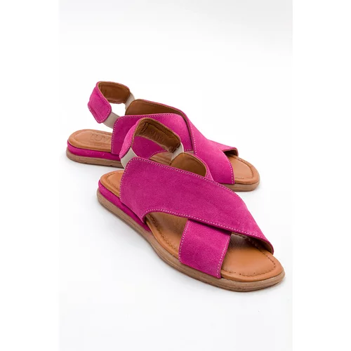 LuviShoes 706 Women's Fuchsia Suede Genuine Leather Sandals