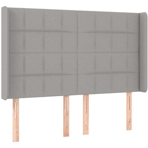  Krevet box spring s madracem LED svjetlosivi 140x200 cm tkanina Slike