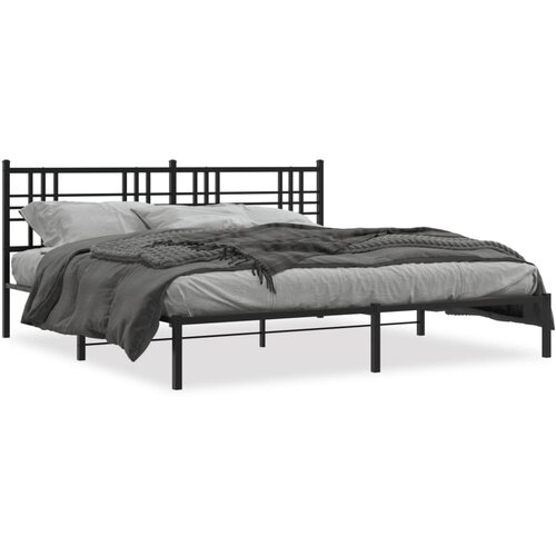 Maison Chic Kovinski Posteljni okvir - Dvoposteljna postelja - Zakonska postelja z vzglavjem črn 183x213 cm, (21692756) Slike