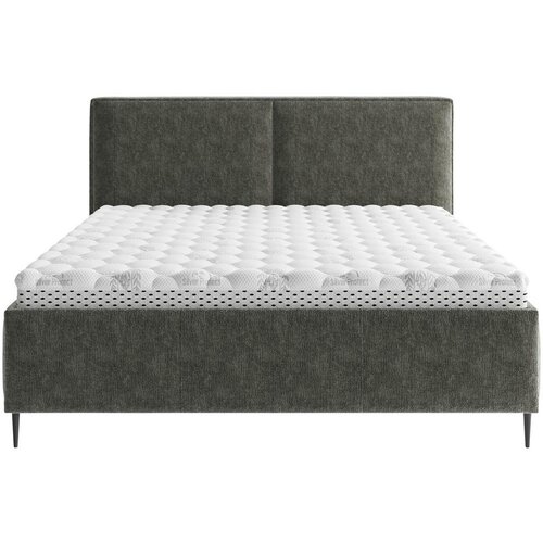 MID.YOU OBLAZINJENA POSTELJA 140 cm x 200 cm , les, tekstil, leseni material antracit Slike