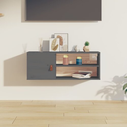 vidaXL Stenska omarica siva 80x30x30 cm trdna borovina Cene