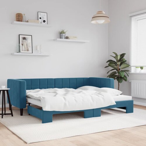 VidaXL Izvlečna dnevna postelja modra 80x200 cm žamet Slike